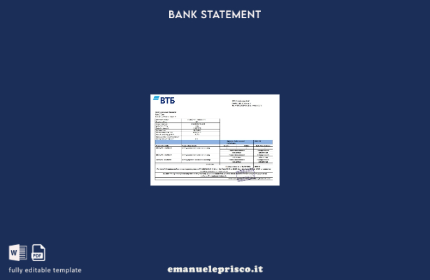 modello verbale di prova dell'indirizzo della banca Russia VTB in stile verifica